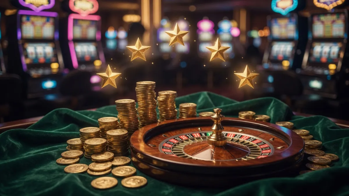 Fem gylne stjerner over et casinobord – anmeldelser
